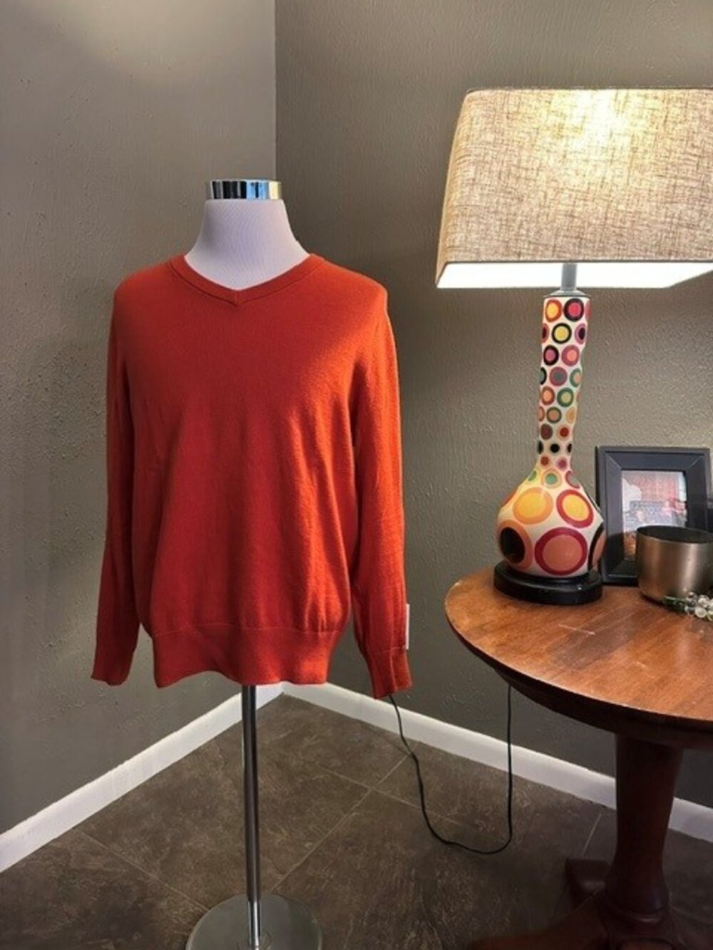Orange V-Neck Banana Republic Cotton-Cashmere Sweater